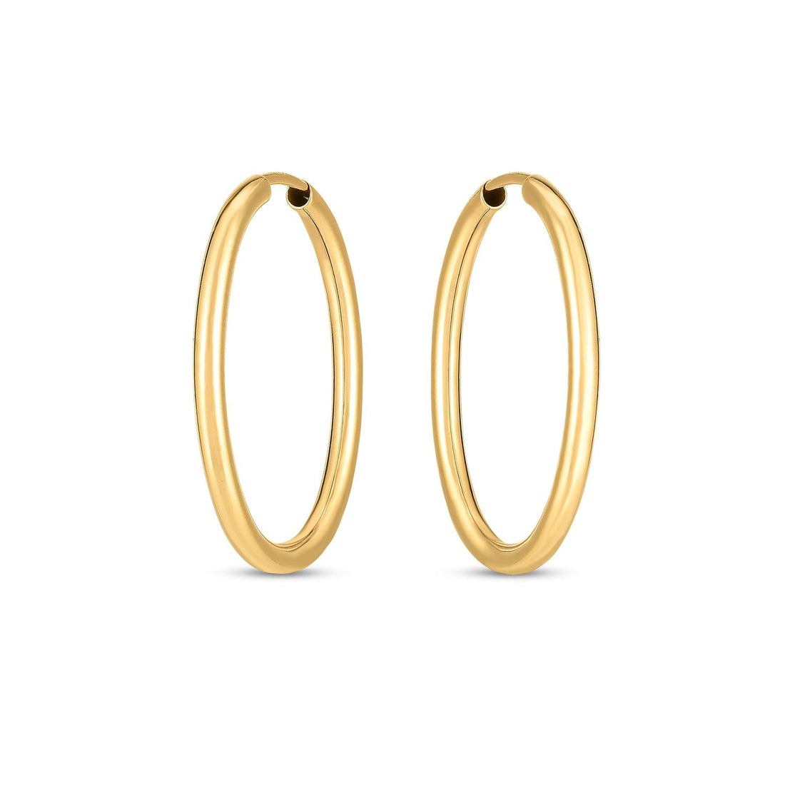 14k Yellow Gold Endless Oval Hoop Earrings(2x25mm) - DestGlow