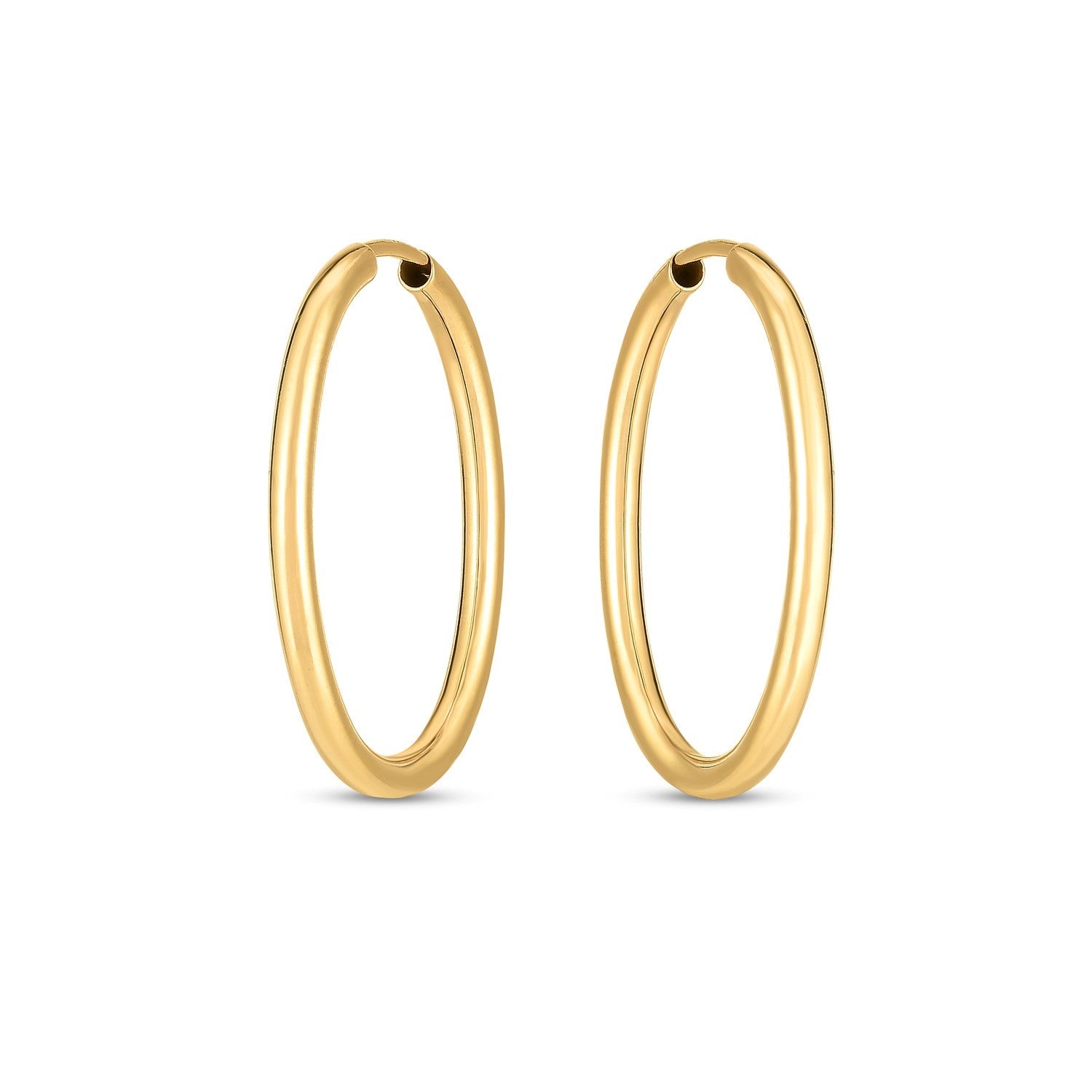 14k Yellow Gold Endless Oval Hoop Earrings(2x25mm) - DestGlow