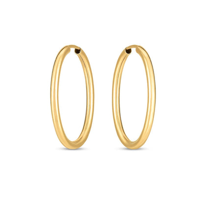 14k Yellow Gold Endless Oval Hoop Earrings(2x25mm) 