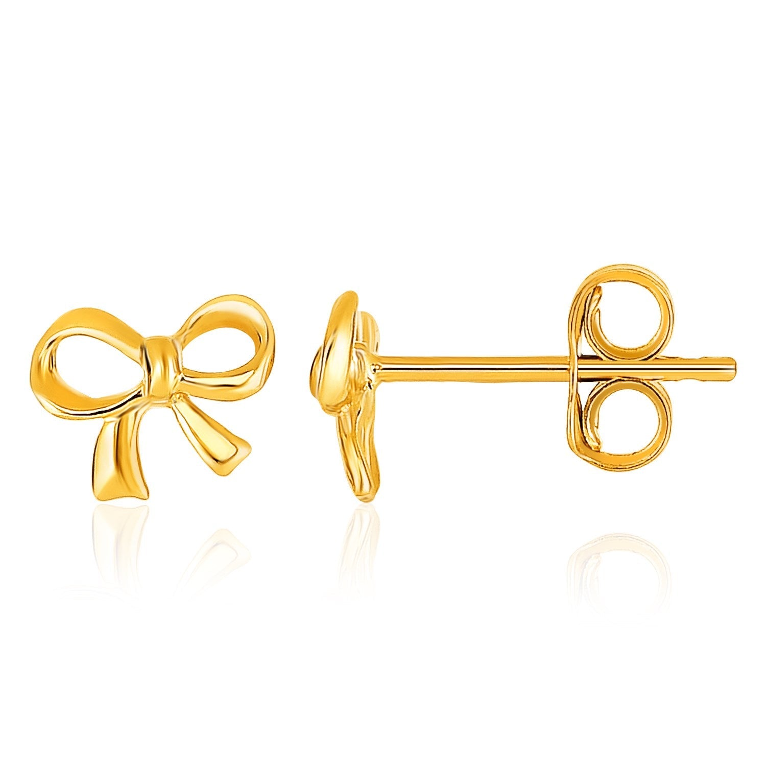 14k Yellow Gold Bow Style Post Earrings - accessories