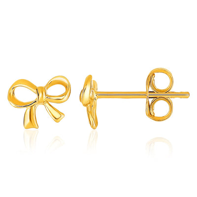 14k Yellow Gold Bow Style Post Earrings - accessories