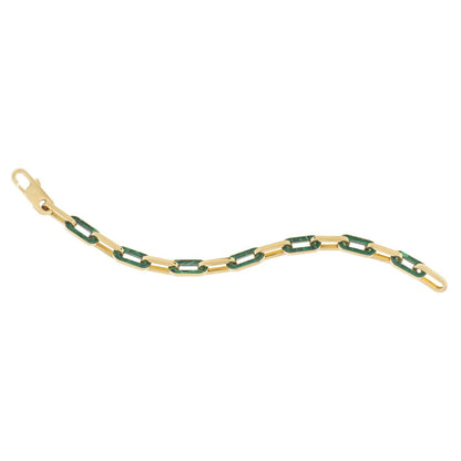 14k Yellow Gold Malachite Paperclip Gem Link Bracelet (7.00 mm) by Bids.com