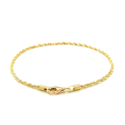 2.0mm 10k Yellow Gold Diamond Cut Rope Anklet  DestGlow