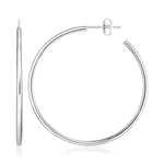 Sterling Silver Rounded Polished Hoop Earrings - DestGlow