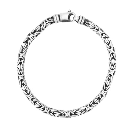 Sterling Silver Gunmetal Finish Byzantine Chain Bracelet - DestGlow