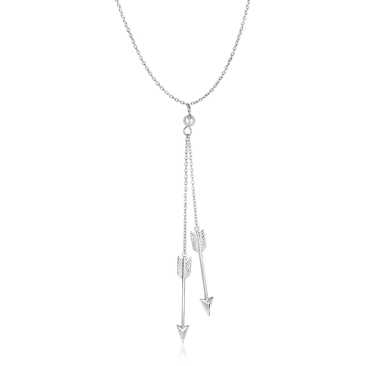 Sterling Silver 18 inch Lariat Necklace with Two Arrows by Avera Group