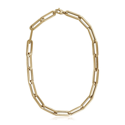 14k Yellow Gold Extra Wide Paperclip Chain Necklace by Bids.com