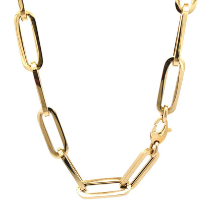 14k Yellow Gold Extra Wide Paperclip Chain Necklace by Bids.com