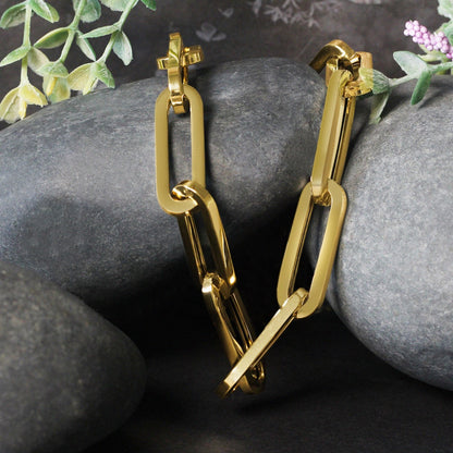 14k Yellow Gold Extra Wide Paperclip Chain Necklace by Bids.com