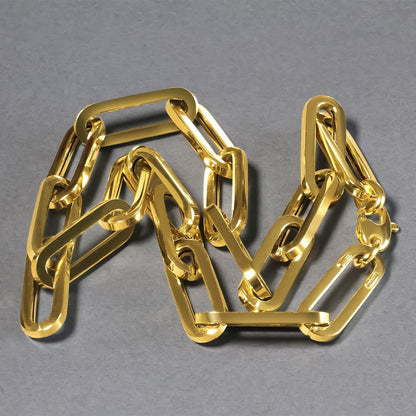 14k Yellow Gold Extra Wide Paperclip Chain Necklace 