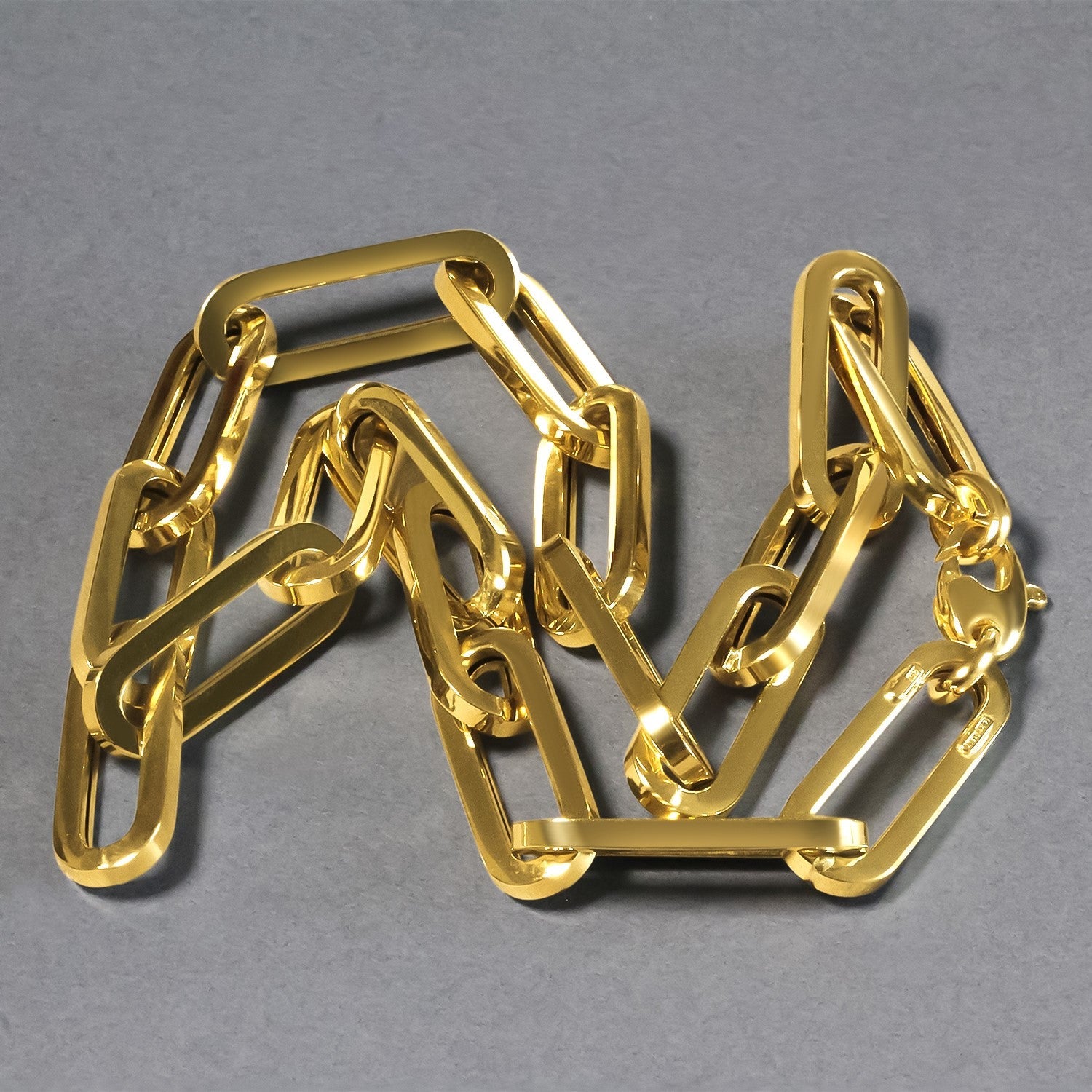 14k Yellow Gold Extra Wide Paperclip Chain Necklace by Bids.com
