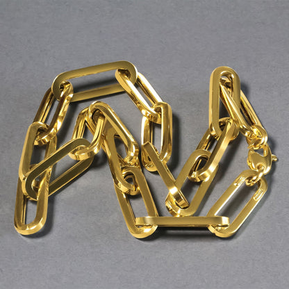 14k Yellow Gold Extra Wide Paperclip Chain Necklace by Bids.com