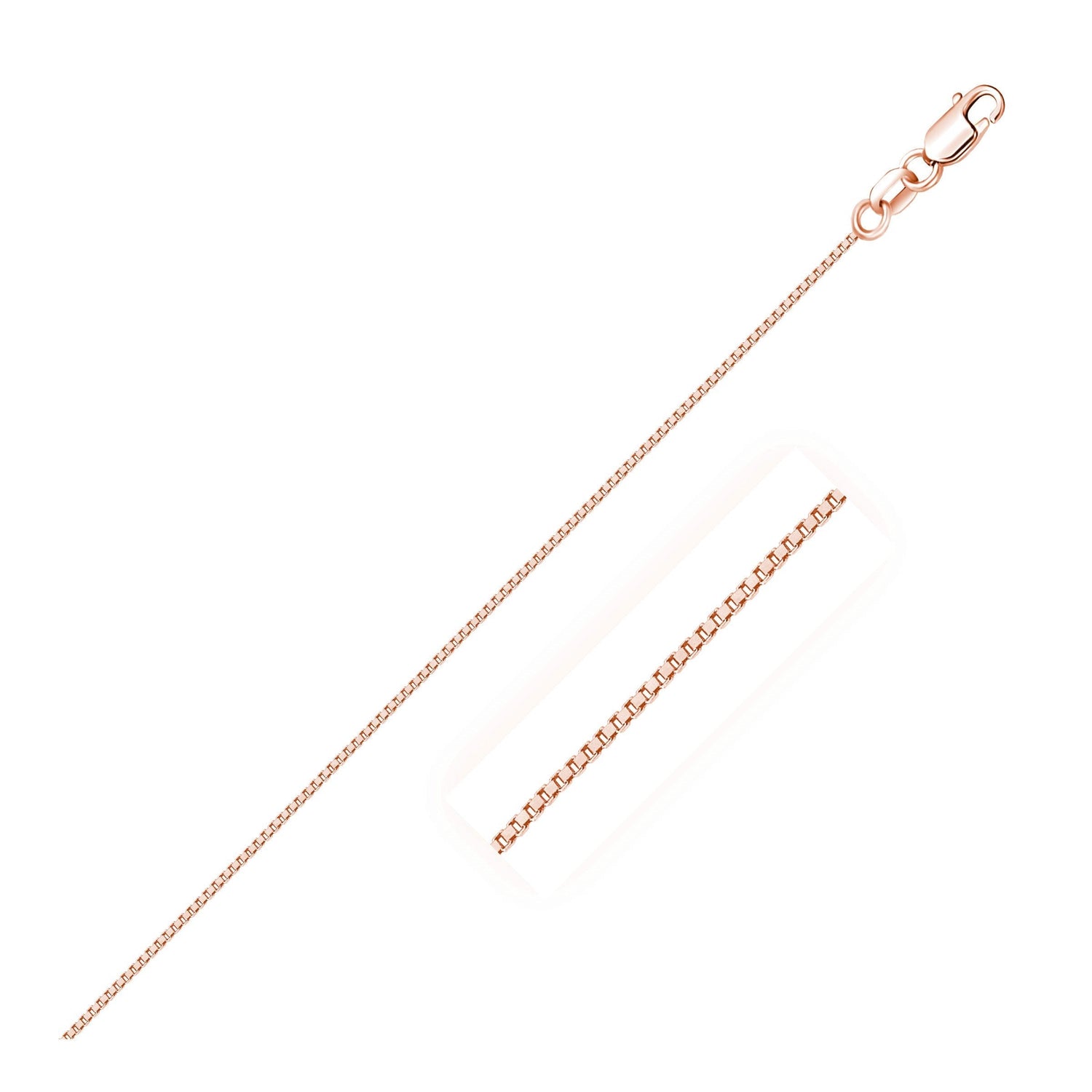 14k Rose Gold Classic Box Chain 0.6mm  DestGlow