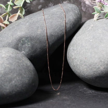 14k Rose Gold Classic Box Chain 0.6mm  DestGlow