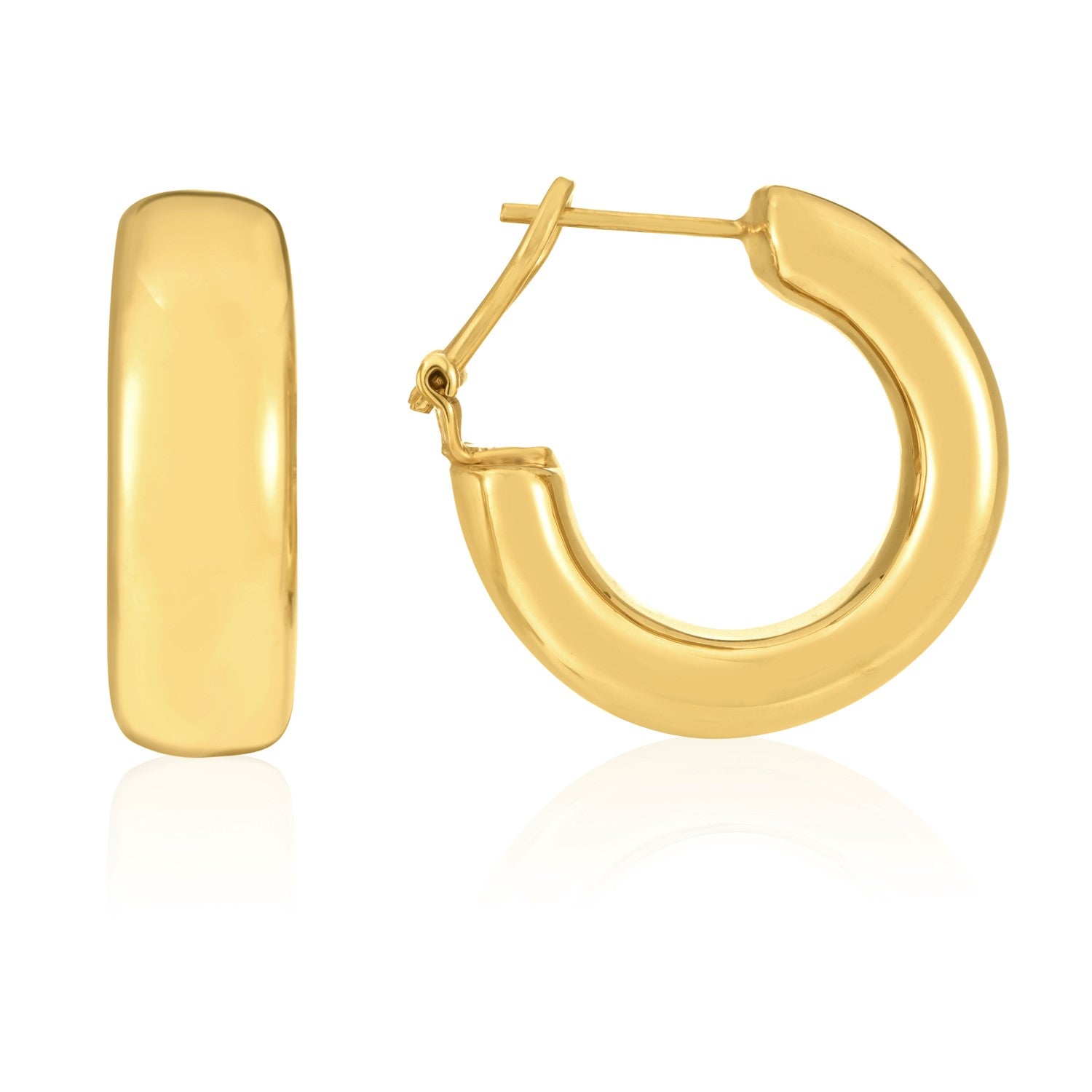 14k Yellow Gold Large Omega C Hoops - accessories