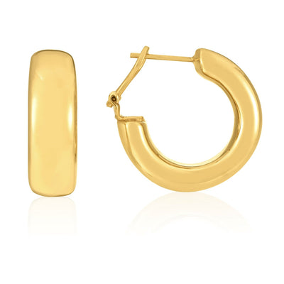 14k Yellow Gold Large Omega C Hoops - accessories