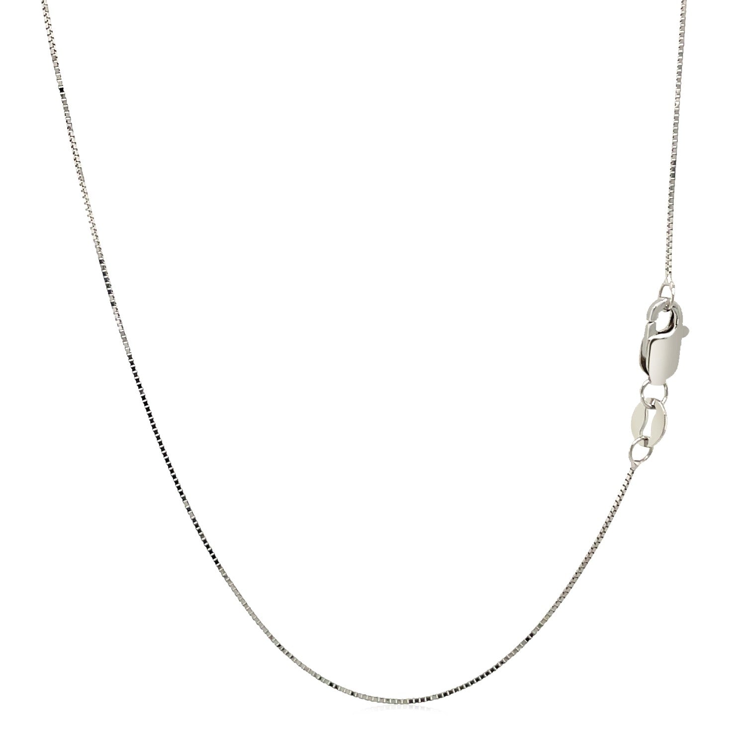 14k White Gold Classic Box Chain 0.45mm  DestGlow