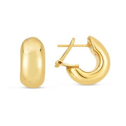 14k Yellow Gold Small Omega C Hoops by Bids.com