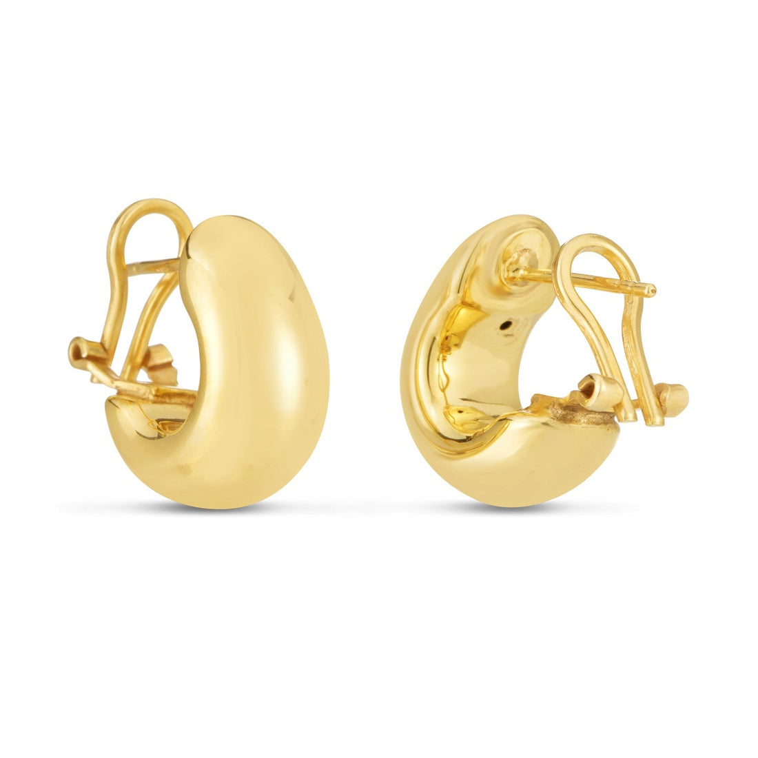 14k Yellow Gold Small Omega C Hoops - DestGlow
