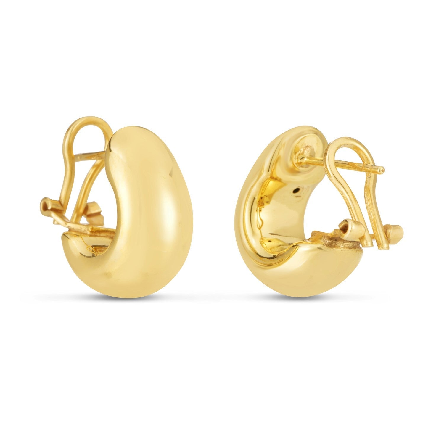 14k Yellow Gold Small Omega C Hoops - DestGlow