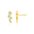 14k Yellow Gold Climber Post Earrings with Circles and Cubic Zirconias by Avera Group
