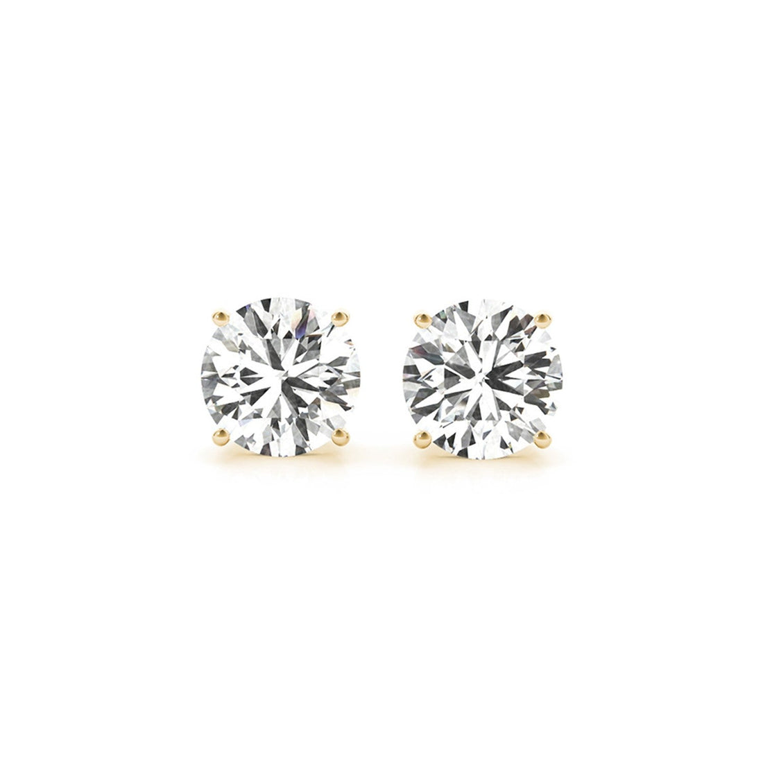 4 cttw Certified IGI Lab Grown Round Diamond Earrings 14k Yellow Gold (G/VS2) - DestGlow
