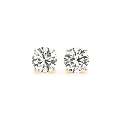 4 cttw Certified IGI Lab Grown Round Diamond Earrings 14k Yellow Gold (G/VS2) - DestGlow