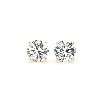 4 cttw Certified IGI Lab Grown Round Diamond Earrings 14k Yellow Gold (G/VS2) - DestGlow