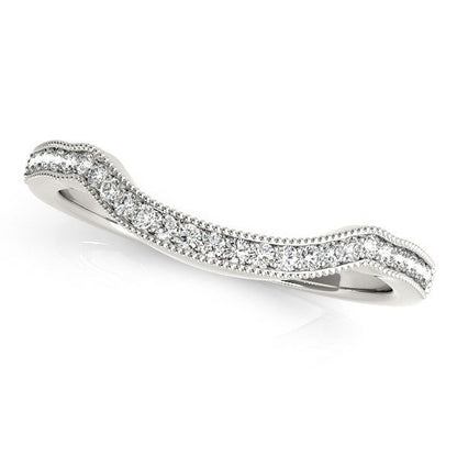14k White Gold Curvy Style Pave Set Diamond Wedding Band (1/6 cttw) by Bids.com