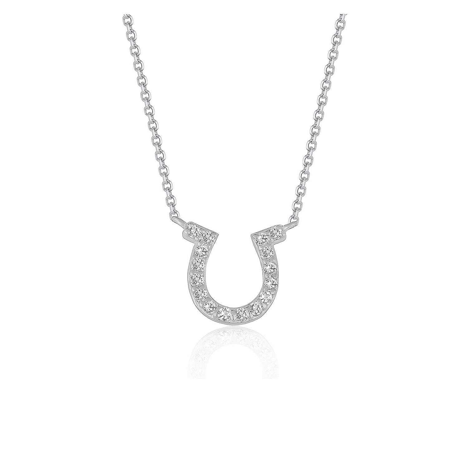 14k White Gold Horseshoe Design Diamond Pendant by Bids.com