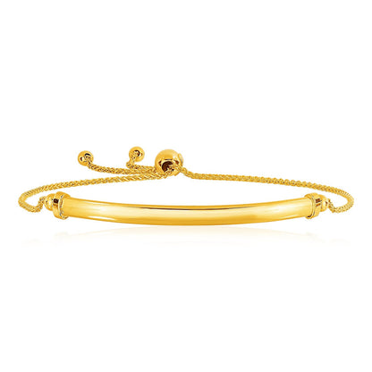 14k Yellow Gold Smooth Curved Bar and Lariat Style Bracelet by Bids.com