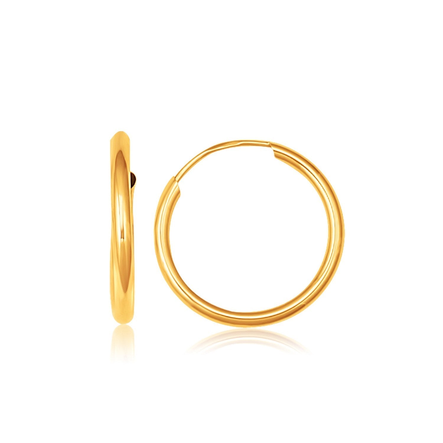 10k Yellow Gold Polished Endless Hoop Earrings (1.5x14mm) - earrings