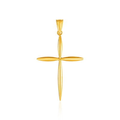 14k Yellow Gold Rounded and Pointed Cross Pendant - necklaces