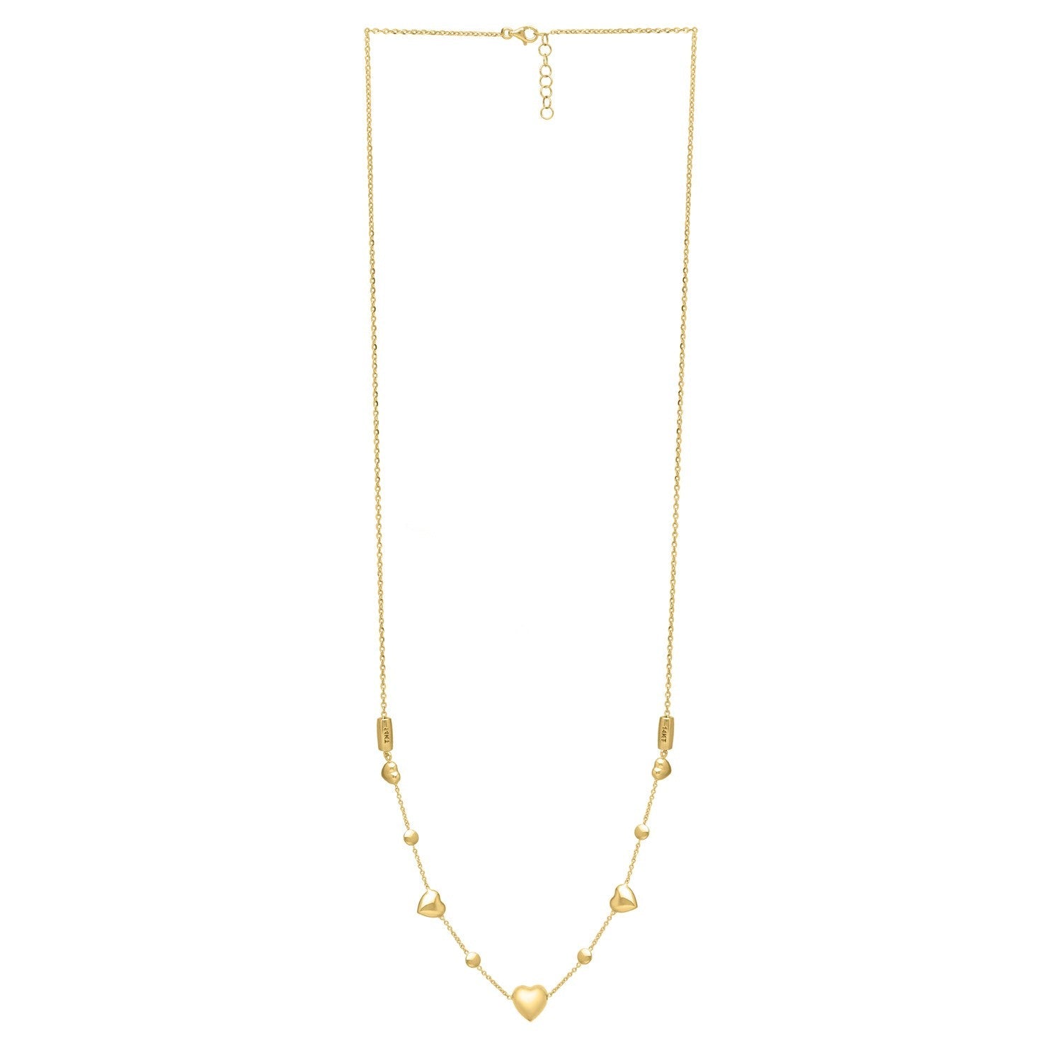 14k Yellow Gold Puff Heart Adjustable Necklace by Bids.com