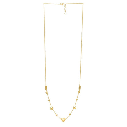 14k Yellow Gold Puff Heart Adjustable Necklace by Bids.com