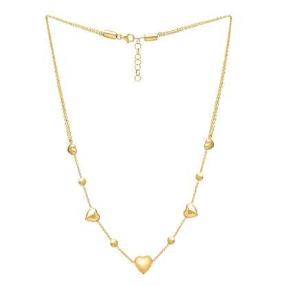 14k Yellow Gold Puff Heart Adjustable Necklace by Bids.com