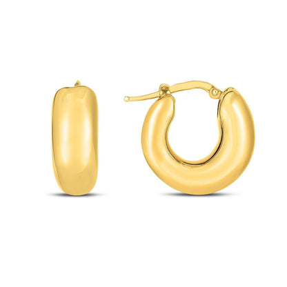 14k Yellow Gold Small Puffy Hoops by Bids.com