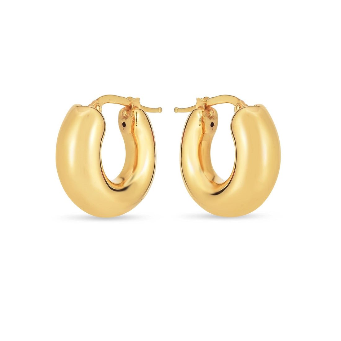 14k Yellow Gold Small Puffy Hoops - DestGlow