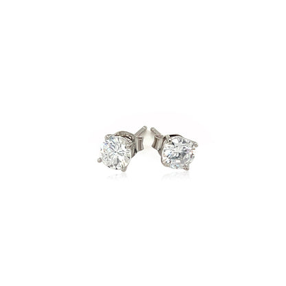 Sterling Silver Stud Earrings with White Hue Faceted Cubic Zirconia by Bids.com