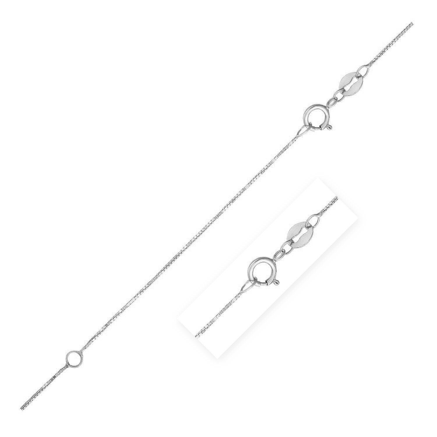 Double Extendable Box Chain in 14k White Gold (0.51 mm) by Avera Group