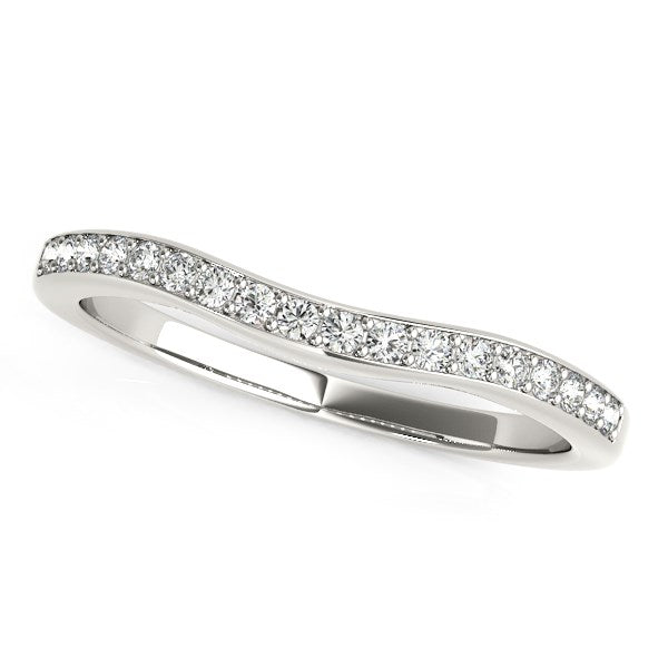 14k White Gold Curved Diamond Wedding Ring (1/4 cttw) by Bids.com