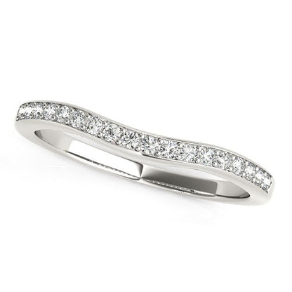 14k White Gold Curved Diamond Wedding Ring (1/4 cttw) by Bids.com
