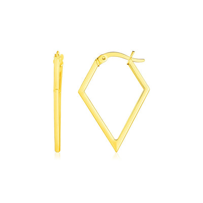 14K Yellow Gold Diamond Motif Hoop Earrings - earrings