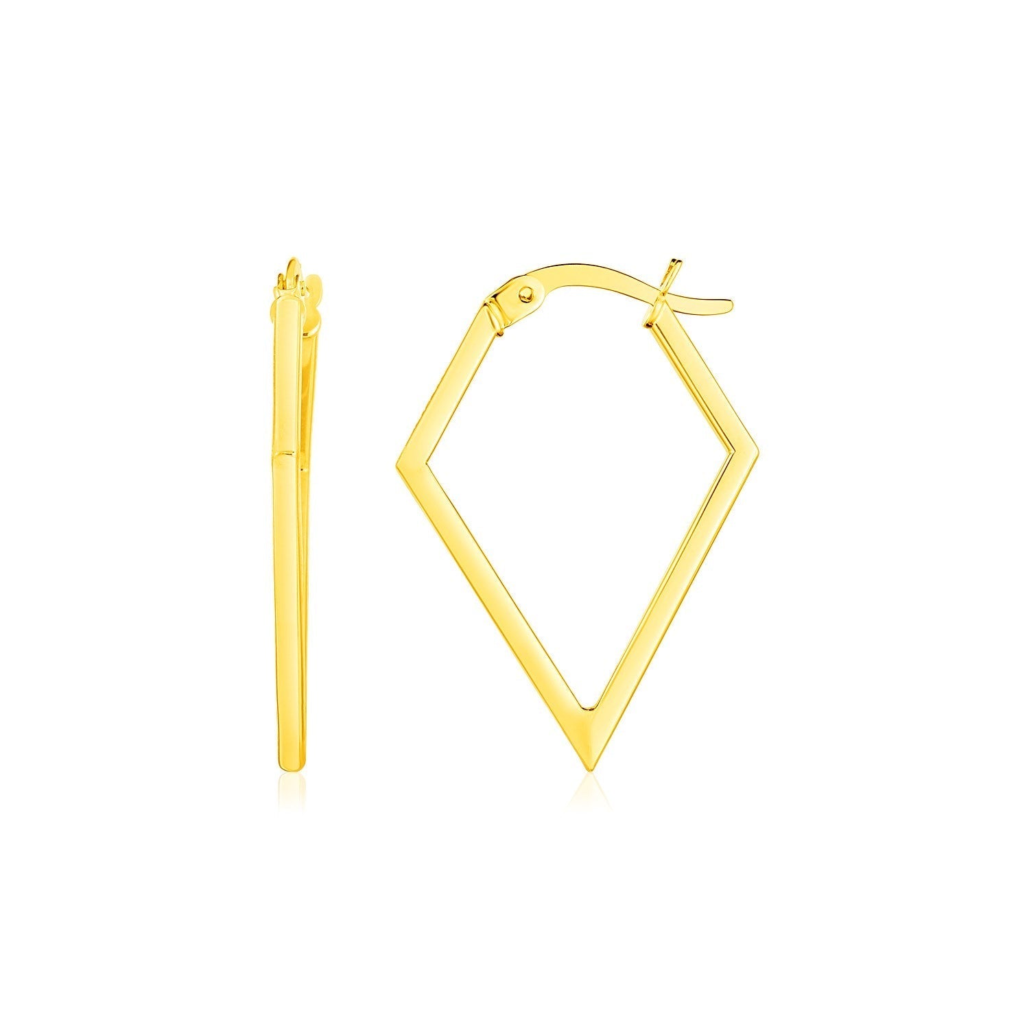 14K Yellow Gold Diamond Motif Hoop Earrings  DestGlow