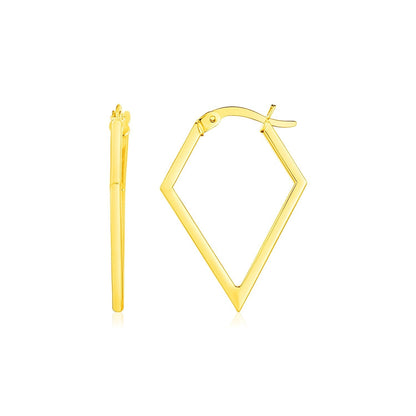 14K Yellow Gold Diamond Motif Hoop Earrings  DestGlow