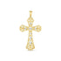 14k Two Tone Gold High Polish Diamond Cut Cross Pendant - necklaces