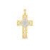 14k Two Tone Gold High Polish Diamond Cut Cross Pendant - necklaces