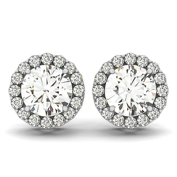14k White Gold Four Prong Round Halo Diamond Earrings (1 1/6 cttw) by Bids.com