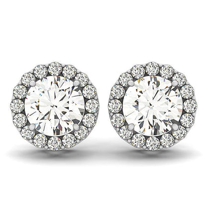 14k White Gold Four Prong Round Halo Diamond Earrings (1 1/6 cttw) by Bids.com
