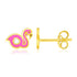 14k Yellow Gold Enameled Flamingo Childrens Earrings 